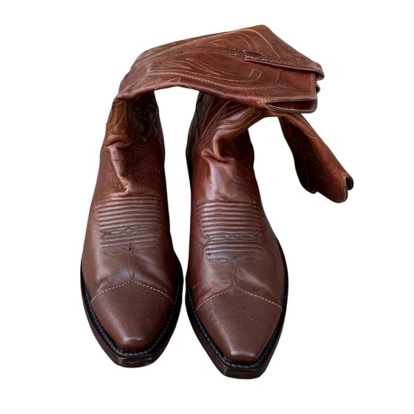 Lucchese 1883 Bart N1596 Leather Western Cowboy Boots Brown Cowhide Handmade 10D - Picture 10 of 16